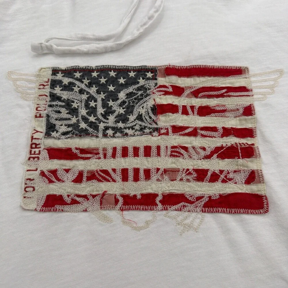 Polo Ralph Lauren Shirt Mens Medium White USA Flag Patriot Liberty Eagle Hoodie
